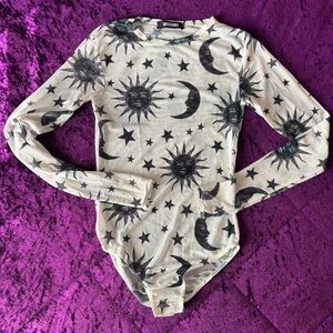 Missguided Black and White Celestial Print Bodysuit